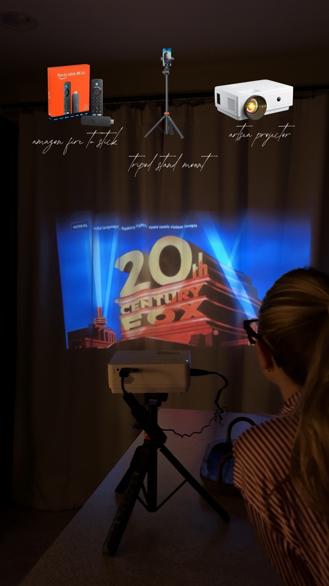 The setup I use on my projector to be able to turn anywhereeeee into a movie theatre!! 🎥✨

#LTKHome #LTKFindsUnder100 #LTKHoliday