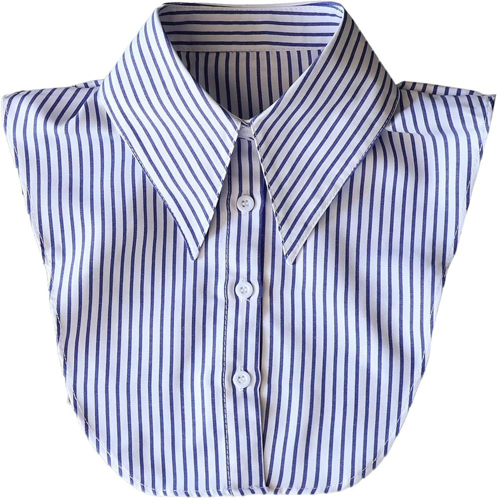 GUZOSJO Blue Striped Detachable Collar Shirt,Dickey Half Blouse False Collar for Lady Girls Men | Amazon (US)