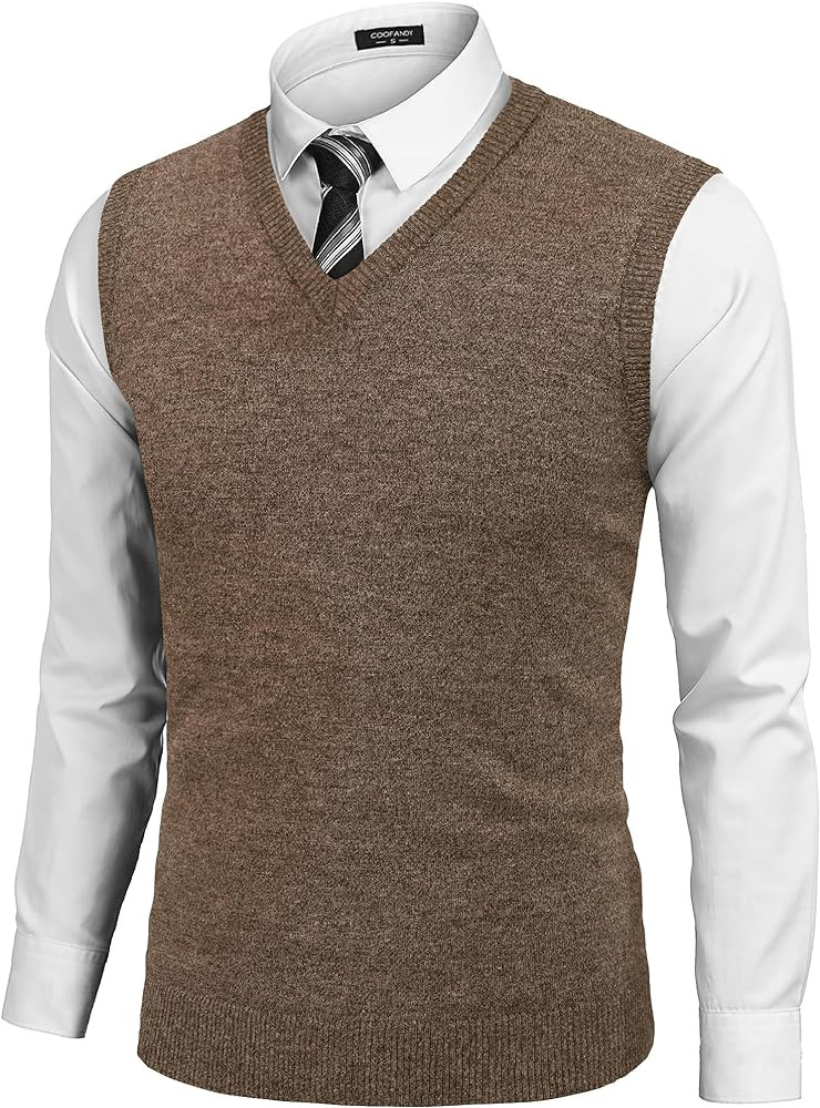 COOFANDY Men's Sleeveless Sweater Vest Lightweight V-Neck Cotton Vest Pullover | Amazon (US)