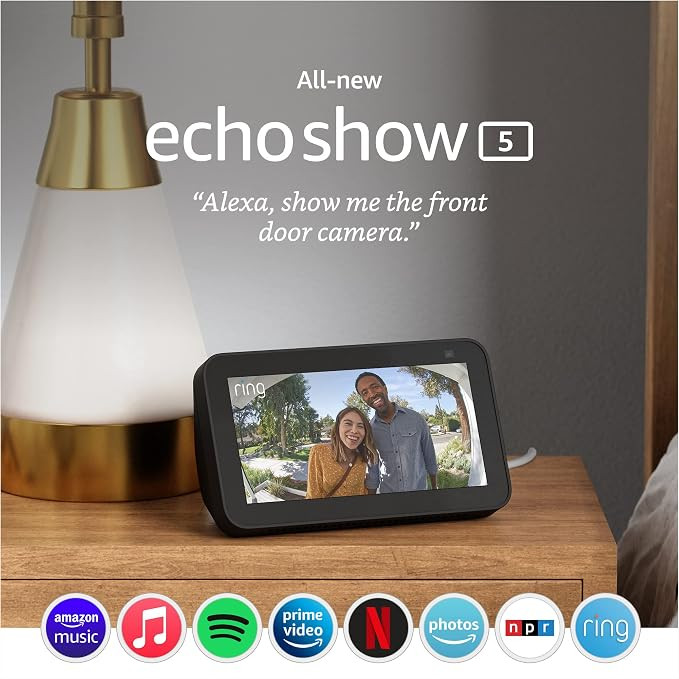 All-new Echo Show 5 (2nd Gen, 2021 release) | Smart display with Alexa and 2 MP camera | Charcoal | Amazon (US)