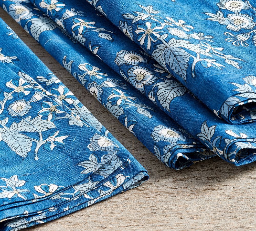 Regan Block Print Cotton Napkins - Set of 4 | Pottery Barn (US)