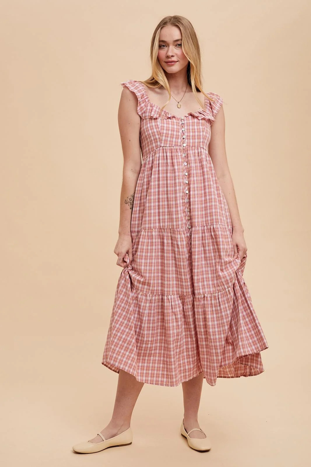 Light Blue Cotton Plaid Maxi Dress | PinkBlush Maternity