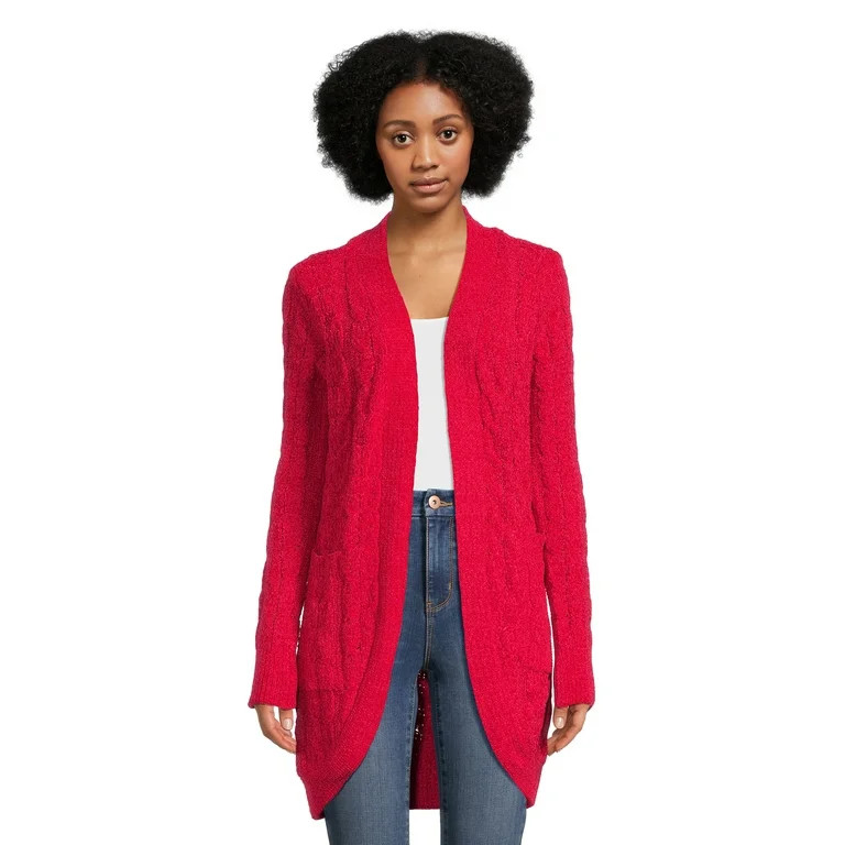 No Boundaries Juniors Chenille Cocoon Cardigan Sweater, Midweight, Sizes XS-XXXL | Walmart (US)
