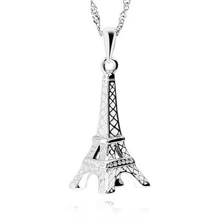 Sterling Silver Eiffel Tower Pendant Necklace Jewelry for Women | Walmart (US)