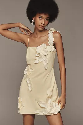 Hutch 3D Floral Appliqué Linen Blend Dress | Anthropologie (US)