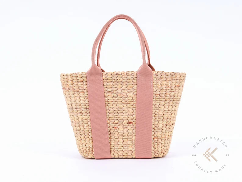 Cute Canvas Tote Straw Handbag, Small Tote Bag for Woman, Straw Handbag Summer, Mini Purse Basket... | Etsy (US)