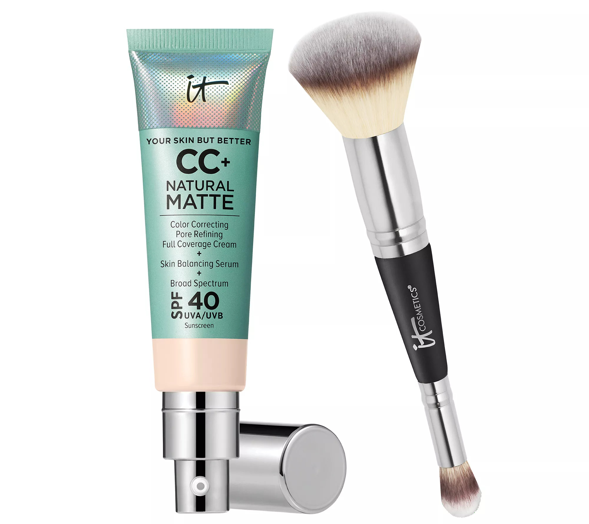 IT Cosmetics CC+ Natural Matte Foundation with Brush | QVC