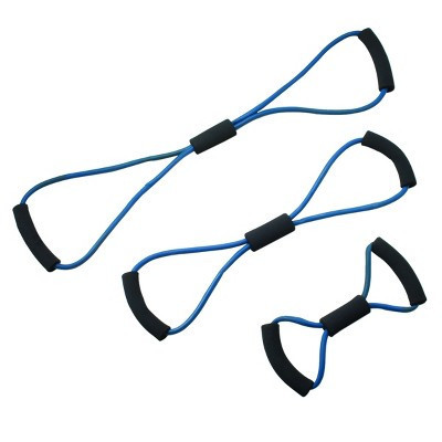 CanDo Tubing BowTie Exerciser - 3-piece set (14", 22", 30"), blue | Target