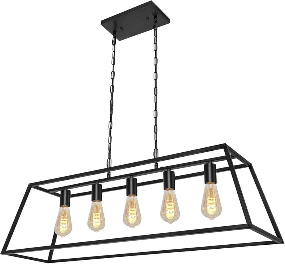 Black Modern Kitchen Island Lighting Farmhouse Chandelier Industrial Ceiling Light Fixtures for K... | Amazon (US)