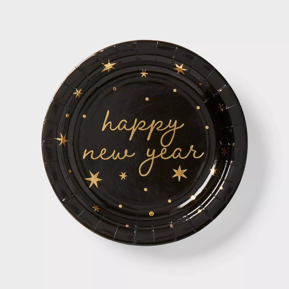 20ct Happy New Year Snack Paper Plates Black/Gold - Spritz™ | Target