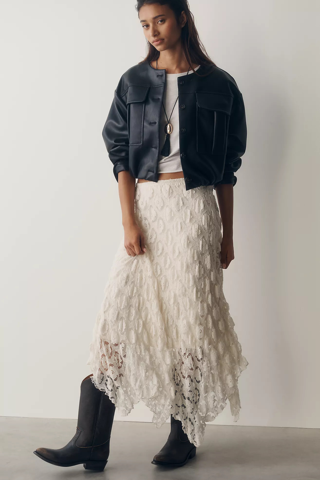 By Anthropologie Pucker Lace Midi Skirt | Anthropologie (US)