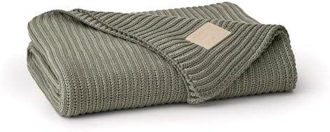 BOLL & BRANCH Sunday Throw Blanket, 70" x 45", Juniper/Sageleaf | 100% Organic Luxury Cotton, Plu... | Amazon (US)