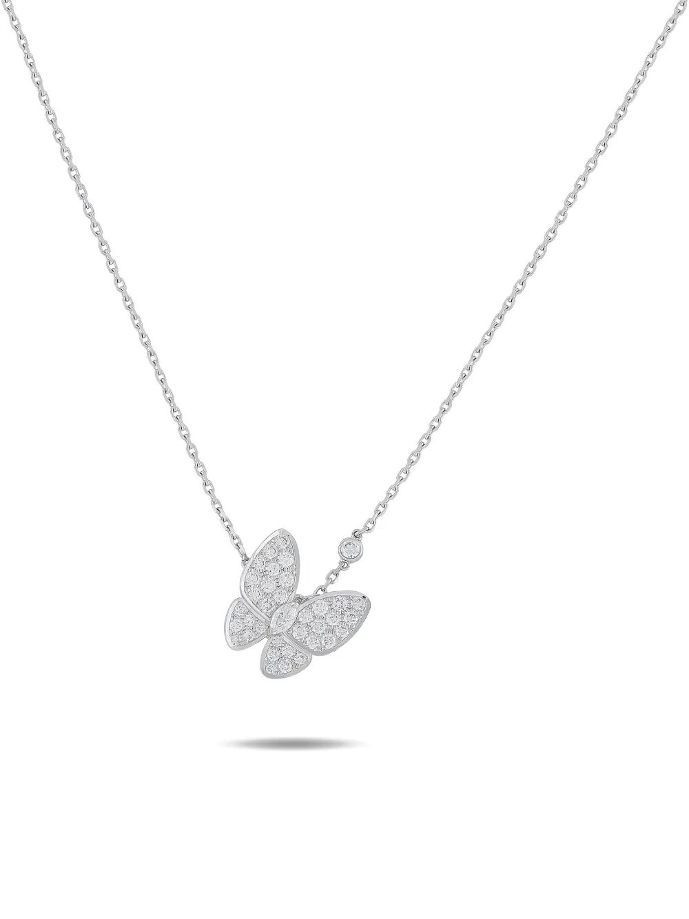 Van Cleef & Arpels Two Butterfly diamond necklace - Silver | Farfetch Global
