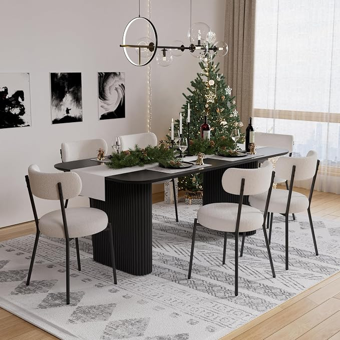 RGZ Modern Oval Dining Table Set for 6, 7 Piece Dining Table and Chairs Set with Black Kitchen Ta... | Amazon (US)