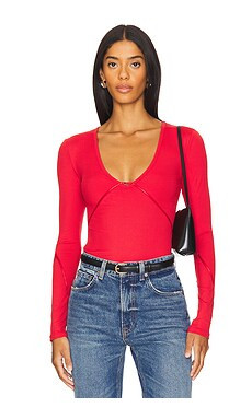 Free People x Intimately FP Victoria Plunge Bodysuit In Garnet Rose from Revolve.com | Revolve Clothing (Global)
