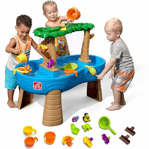 Step2 Tropical Rainforest Water Table, Kids Water and Sand Activity Sensory Playset, Summer Outdoor Toys, 13 Piece Water Toy Accessories, For Toddlers 1.5+ Years Old, Blue & Brown | Amazon (US)