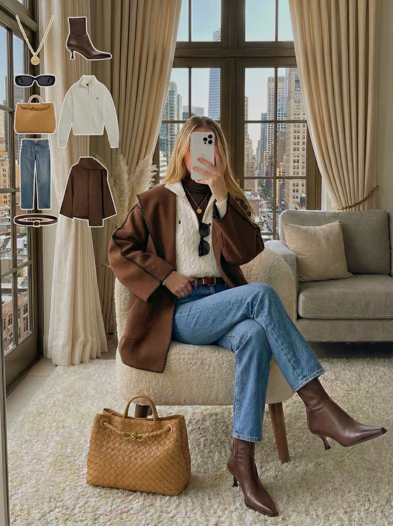 ✨ Cozy Layered Neutrals ✨

A warm winter palette built around rich browns and creamy ivory. The layered turtleneck and cable knit create soft texture while the cocoa toned coat adds an effortless, relaxed structure. Light wash denim keeps the look fresh and balanced.

Sleek brown boots refine the silhouette and the woven tote brings beautiful contrast with its soft caramel tone. Finished with gold accents and dark sunglasses for a polished city ready feel.

🤎 Style Notes:
• Layered turtleneck and cable knit for warmth and depth
• Relaxed brown coat for an easy winter silhouette
• Light denim for a clean everyday base
• Brown heeled boots for a refined finish
• Woven tote to brighten the palette

Everything linked and ready to shop ✨

#LTKSeasonal #LTKgrwm #LTKootd