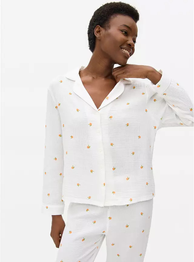 White Orange Print Traditional Pyjamas L | Tu Clothing