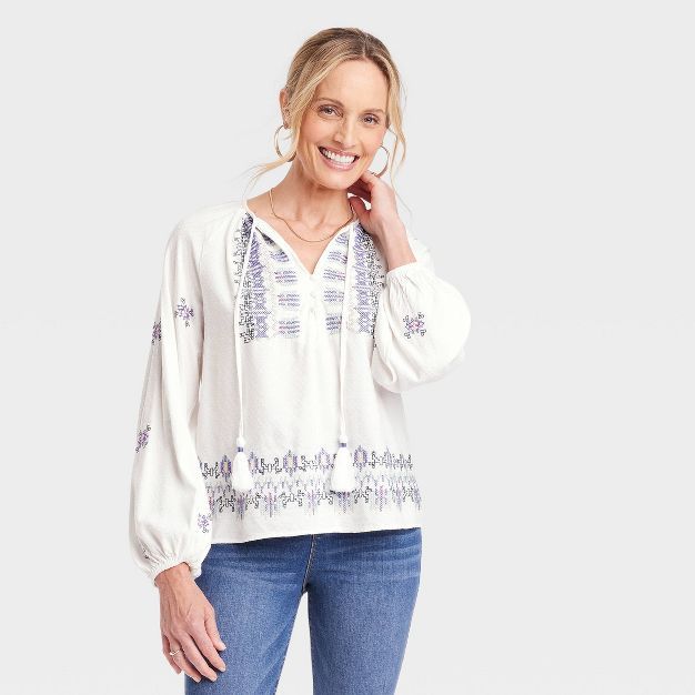 Women's Long Sleeve Embroidered Top - Knox Rose™ | Target