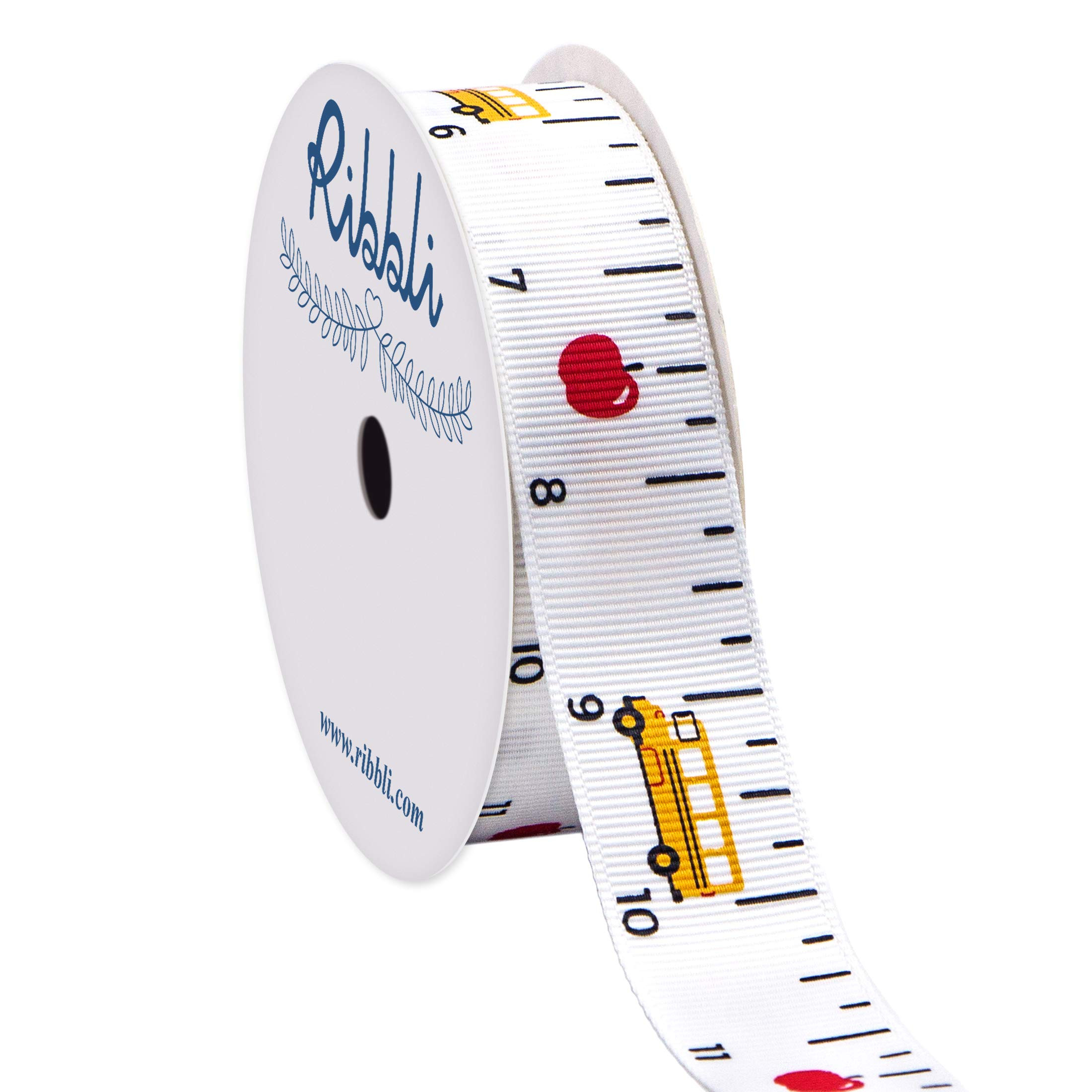 Ribbli Grosgrain Ruler & School Bus Craft Ribbon,7/8-Inch,10-Yard Spool, White/Yellow/Red,Use for... | Amazon (US)