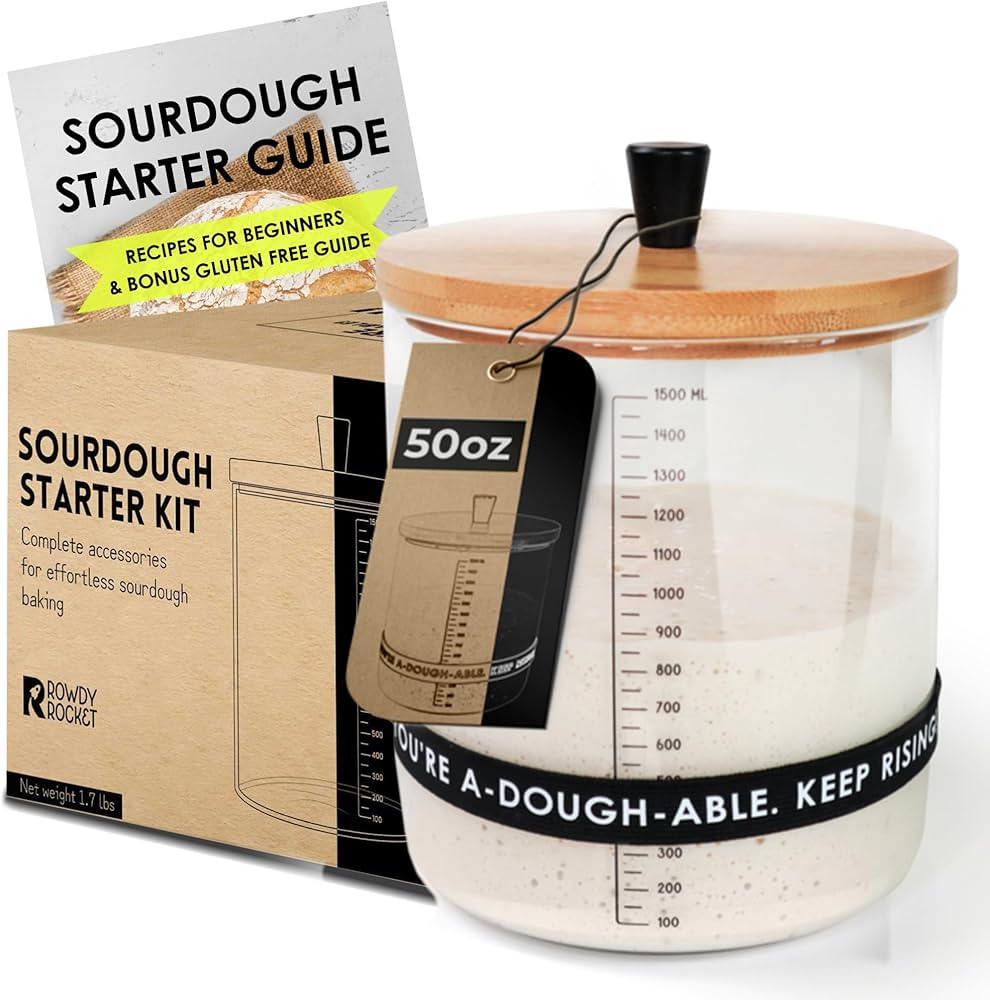 Sourdough Starter Kit with 50oz Sourdough Jar and Breathable Lid for Gluten Free Sourdough - Idea... | Amazon (US)
