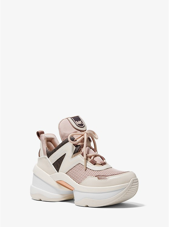 Olympia Canvas and Leather Trainer | Michael Kors US