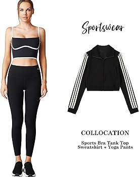 Move With You Sleeveless Spaghetti Strap Padded Sports Bra Tank Tops Square Neck Double Layer Wor... | Amazon (US)