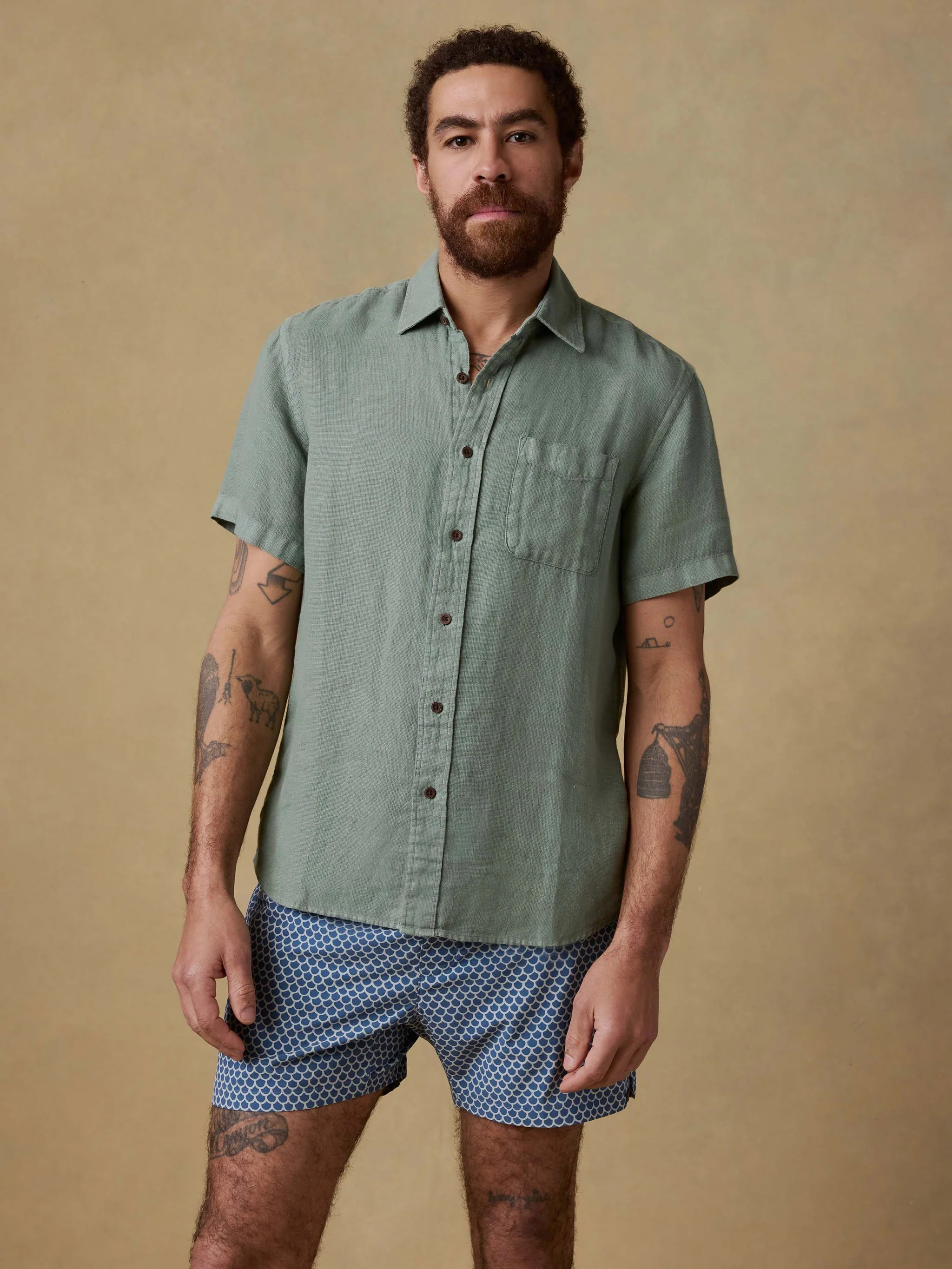 Short-Sleeve Palma Linen Shirt - Spruce | Faherty