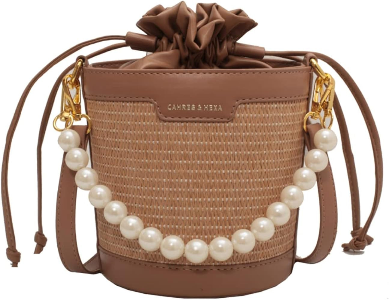 ESD Straw Clutch Purses for Women Straw Pearl Shoulder Bag For Women Summer Evening Woven Handbag Bride Wedding Purse Vacation(Brown) | Amazon (US)