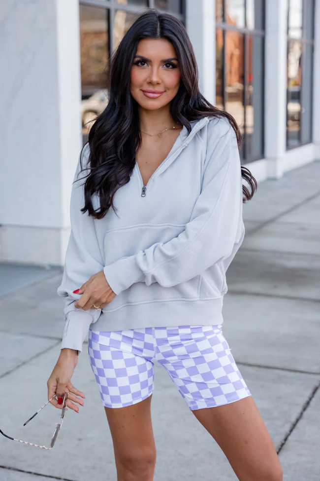 Learn As You Go Grey Quarter Zip Pullover | Pink Lily