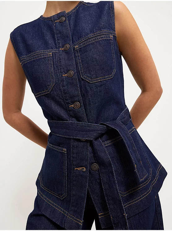 Indigo Waistcoat and Palazzo Wide Leg Jeans Co-ord | George