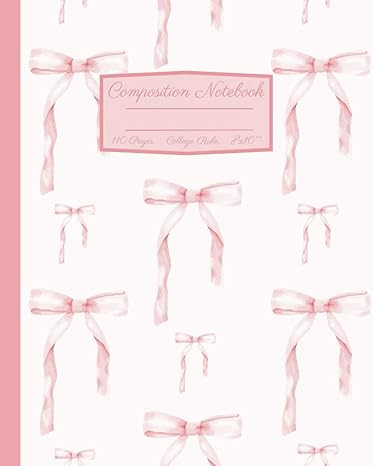 Coquette Composition Notebook: Girly Aesthetic Pink Bow College Rule Lined Journal: 8x10"     Pap... | Amazon (US)