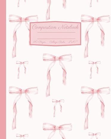 Coquette Composition Notebook: Girly Aesthetic Pink Bow College Rule Lined Journal: 8x10"     Pap... | Amazon (US)