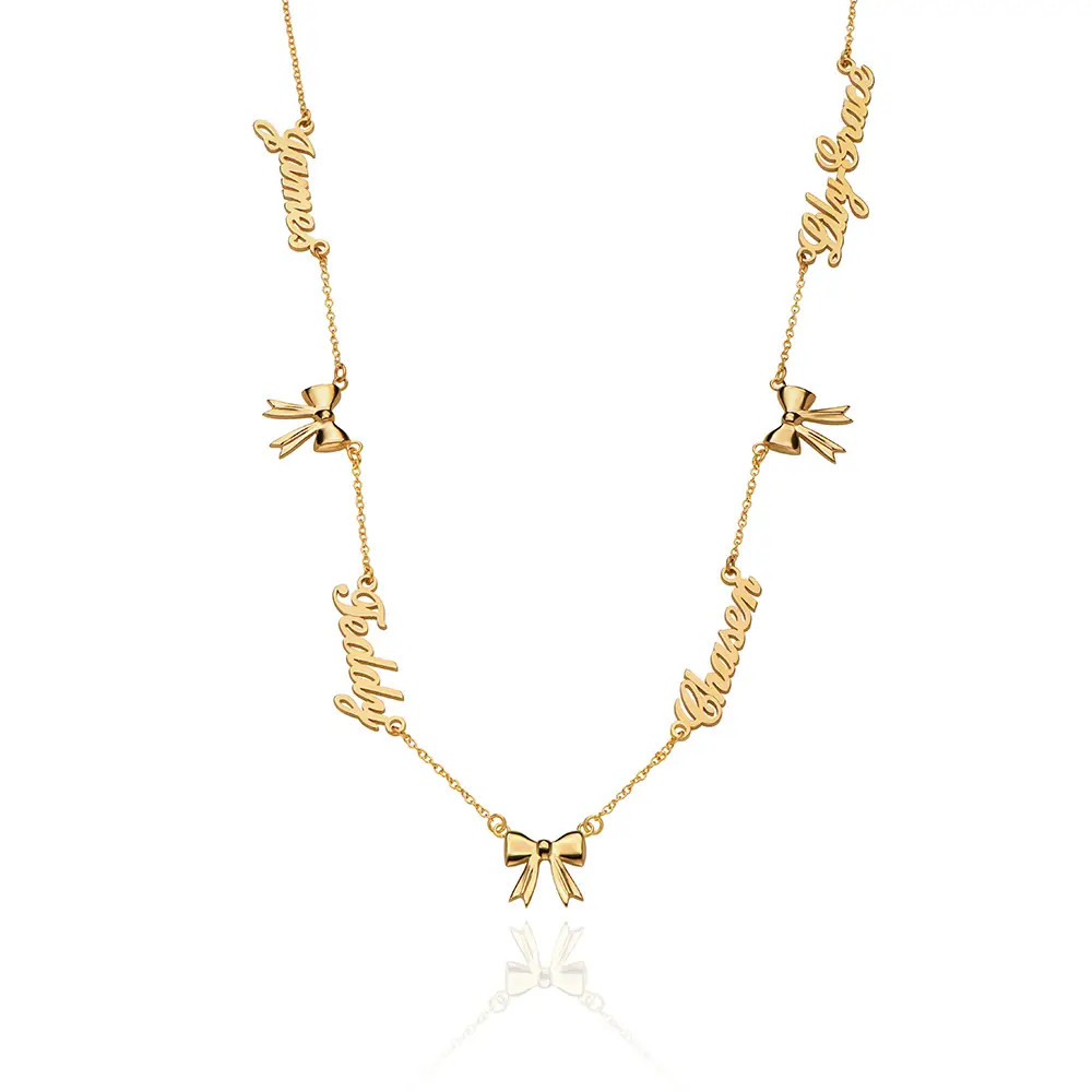 Be My Bow Multi-name Necklace in 14K Yellow Gold | Theo Grace