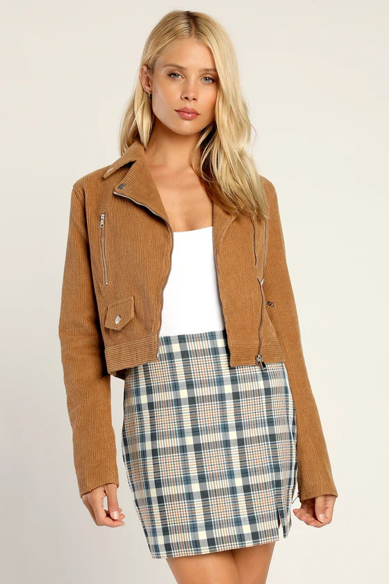 Haight Street Hottie Camel Corduroy Moto Jacket | Lulus (US)