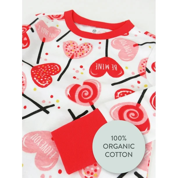Honest Baby Clothing Organic Cotton Toddler Boy/Girl Valentines Day Pajamas, 2 Piece, Sizes 12M-5... | Walmart (US)