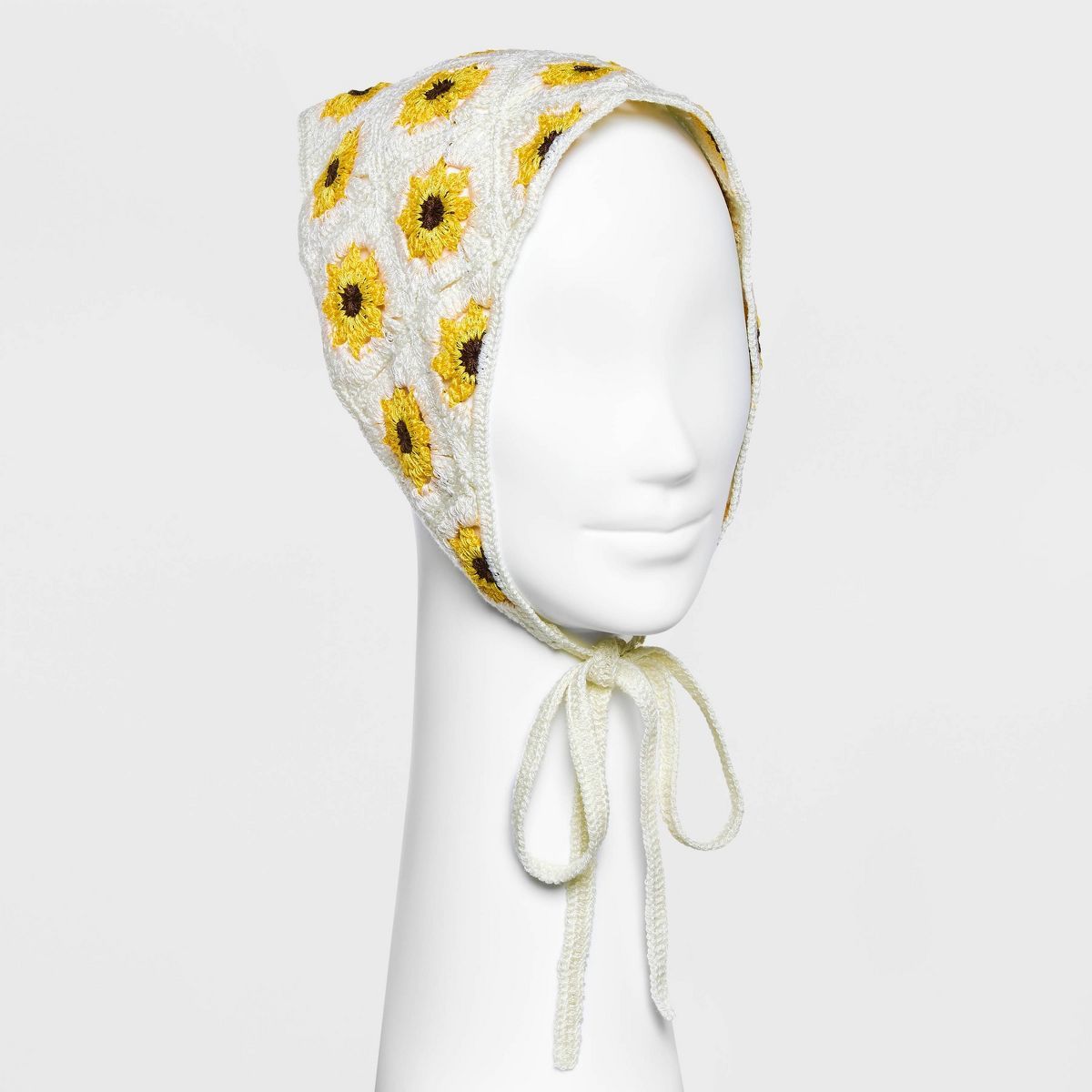 Crocheted Sunflower Headscarf - Wild Fable™ White/Yellow Floral Print | Target