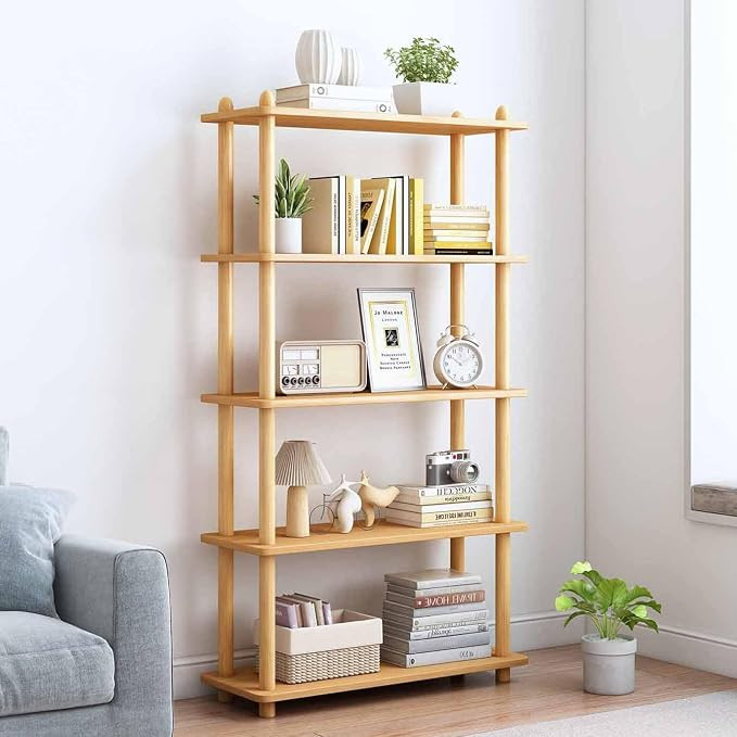 IOTXY 5-Tier Wooden Shelf Bookcase - Modern Open Bookshelf, Free Standing Storage Rack, Multifunc... | Amazon (US)