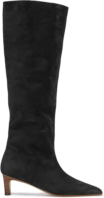Coutgo Womens Knee High Boots Wide Calf Kitten Heel Pointed Toe Long Boots Pull On Winter Dress S... | Amazon (US)