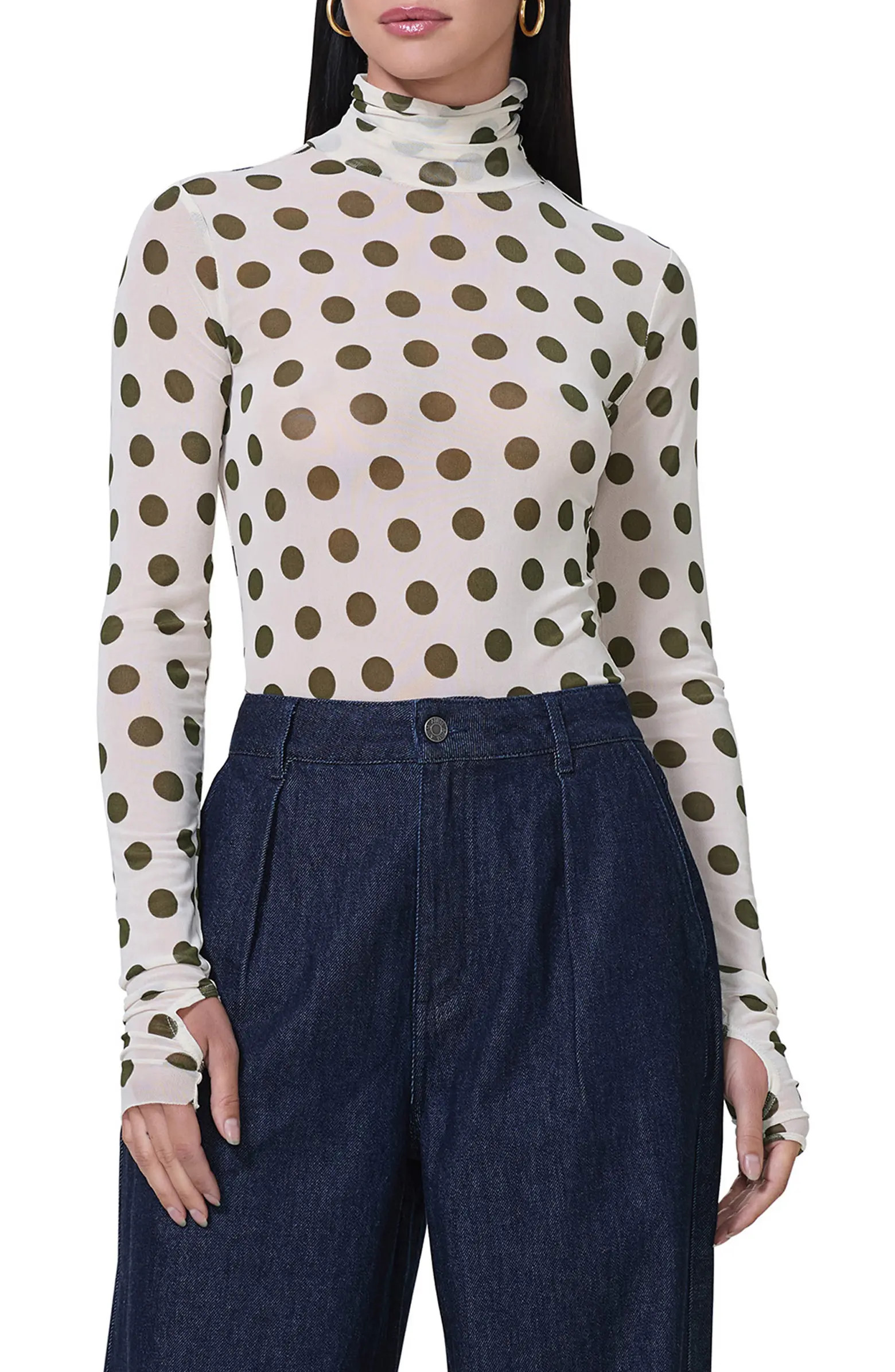 Zadie Print Mesh Turtleneck Top | Nordstrom