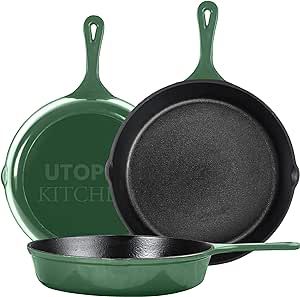 Utopia Kitchen Saute Fry Pan - Pre-Seasoned Cast Iron Skillet Set 3-Piece - Frying Pan- 6 Inch, 8... | Amazon (US)