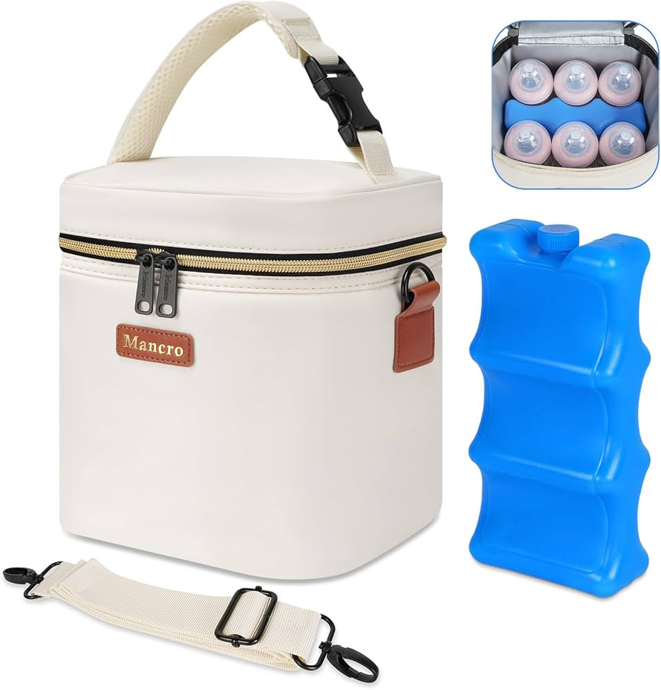 Mancro Breastmilk Cooler Bag with Ice Pack, Fits 6 Insulated Baby Bottles Up to 9 Ounce, Breast M... | Amazon (US)