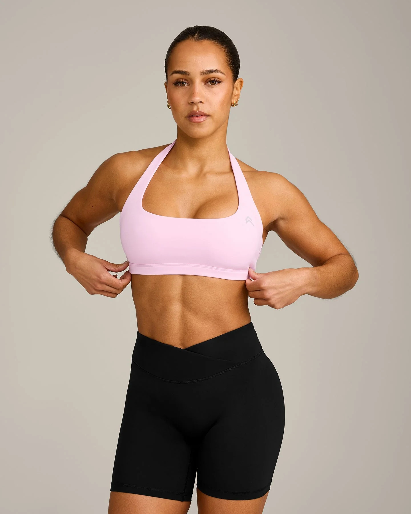 EasyLift™ Halter Bralette with Grey Logo 
 Chalk Pink | Oner Active (UK / US)