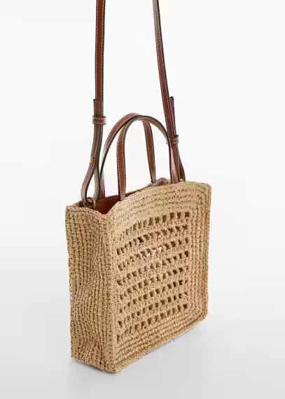 Natural fiber shoulder bag -  Women | Mango USA | MANGO (US)