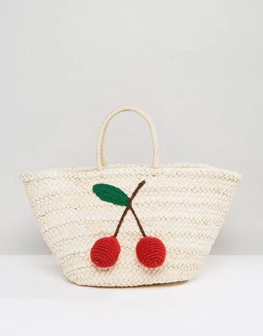 Glamorous Paper Straw Bag With Cherry Detail | ASOS US