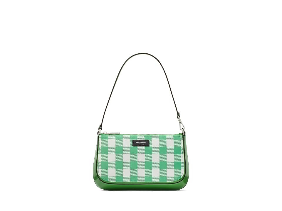 Kate Spade New York Sam Icon Gingham Field Fabric Mini Pochette Clutch Women's Handbags Candy Grass, Leather | Zappos