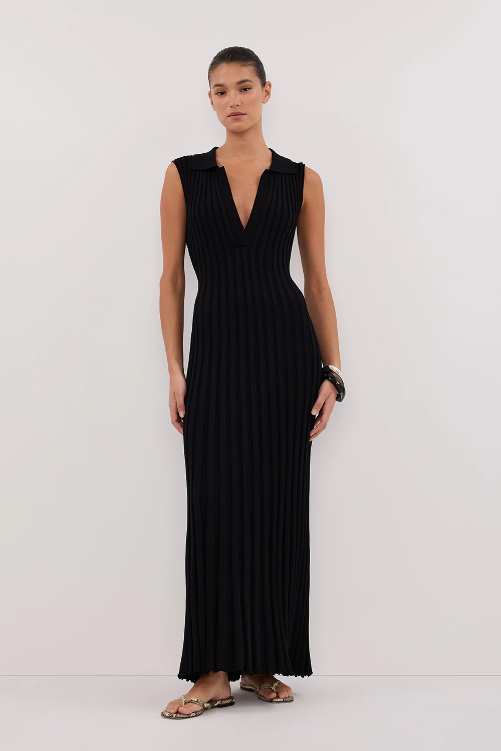HAL BLACK SLEEVELESS KNIT MAXI DRESS | DISSH