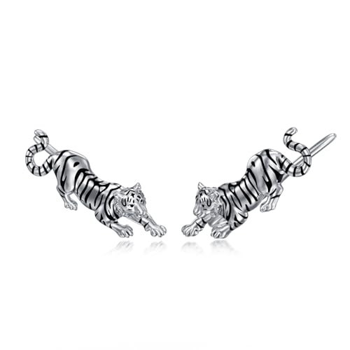 ROMANTIC WORK Tiger Earrings 925 Sterling Silver Tiger Crawling Earrings Jewelry for Women Birthday | Amazon (US)
