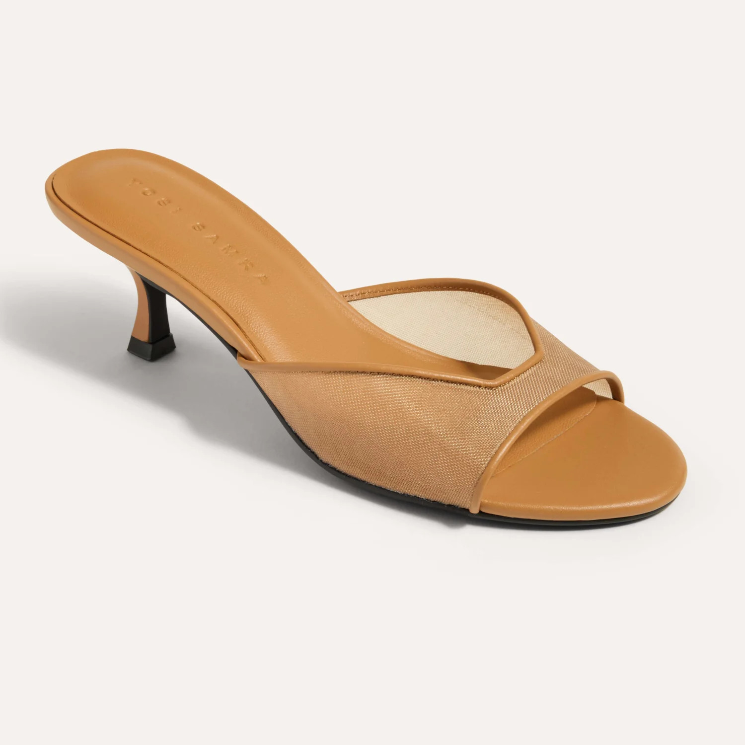 Opal Open-Toe Heel in Whiskey Mesh | Yosi Samra