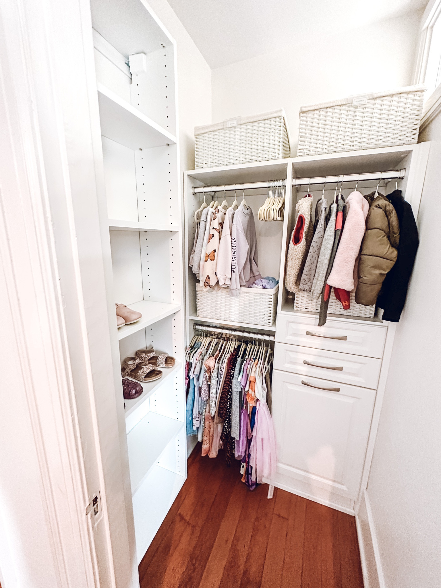 Closet organization✨The Container Store Montauk Rectangular Bin. The Home Edit By IDesign Clear Bin Clip. Amazon Basics Kids Velvet, Non-Slip 11.6" Clothes Hangers. Nordstrom Kids' North Hooded Water Repellent 600 Fill Power Down Jacket.

#LTKhome #LTKfamily #LTKkids